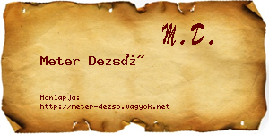 Meter Dezső névjegykártya